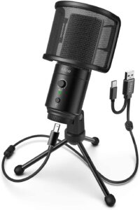 FIFINE USB Desktop PC Microphone with Pop Filter for Computer and Mac